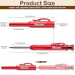 Hiboom 2 Pack Solid Carpenter Pencils with Pencil