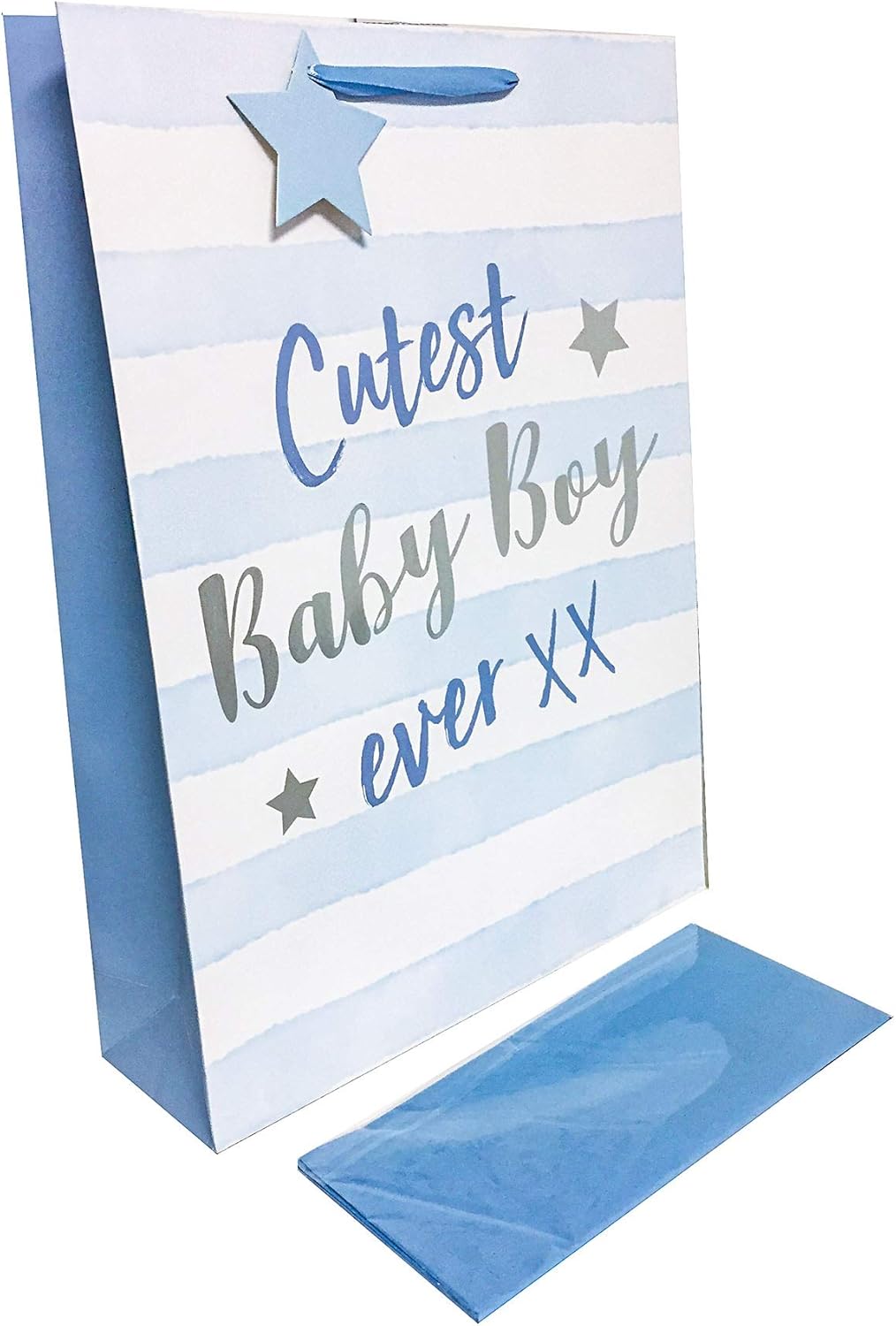 Baby Gift Bag New Boy Blue Extra Large Tissue Paper Wrap Him Cute Tag