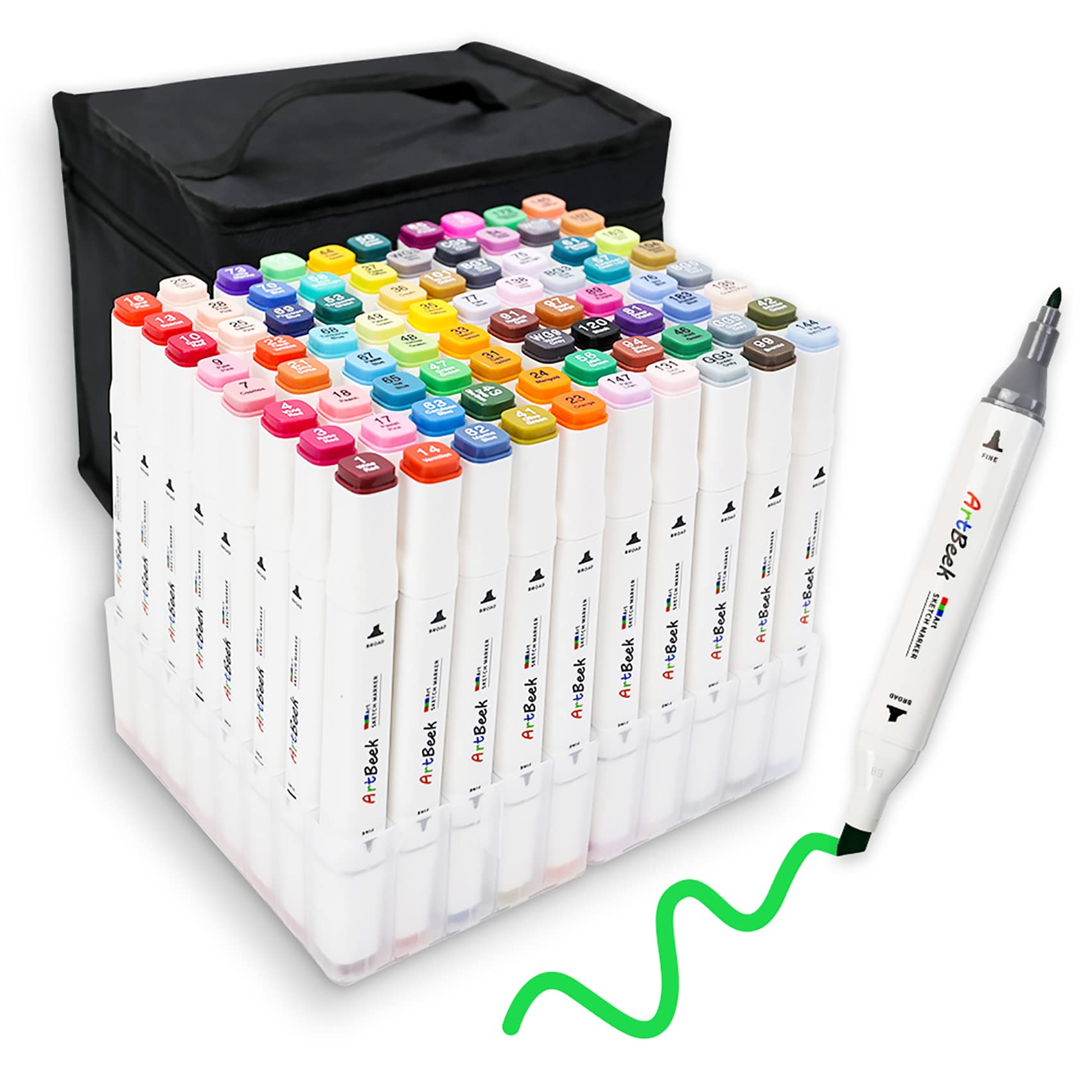 thumbnail image 2 of 80 Colors Alcohol Markers Set, Illustration Permanent Markers, Dual Tip Art For Kids, Sketch Drawing 2 of 11
