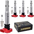 Set of 4 Ignition Coil Pack and Spark Plugs Fits for 2.0T 2006 2007 2008 2009 2010 2011 2012 2013 2014 2015 2016 Audi A4 TT Volkswagen VW GTI CC Passat Beetle Jetta 2.0L Replaces UF529