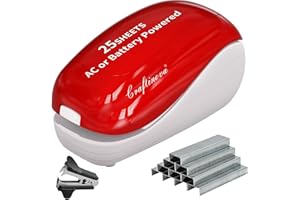 Craftinova Electric Stapler-Red,Including 2000 Staples and 1 Staple Remover, Suitable for Palm Size and high Comfort，25 Sheet Capacity, AC Adapter or Battery Powered，Battery not Included