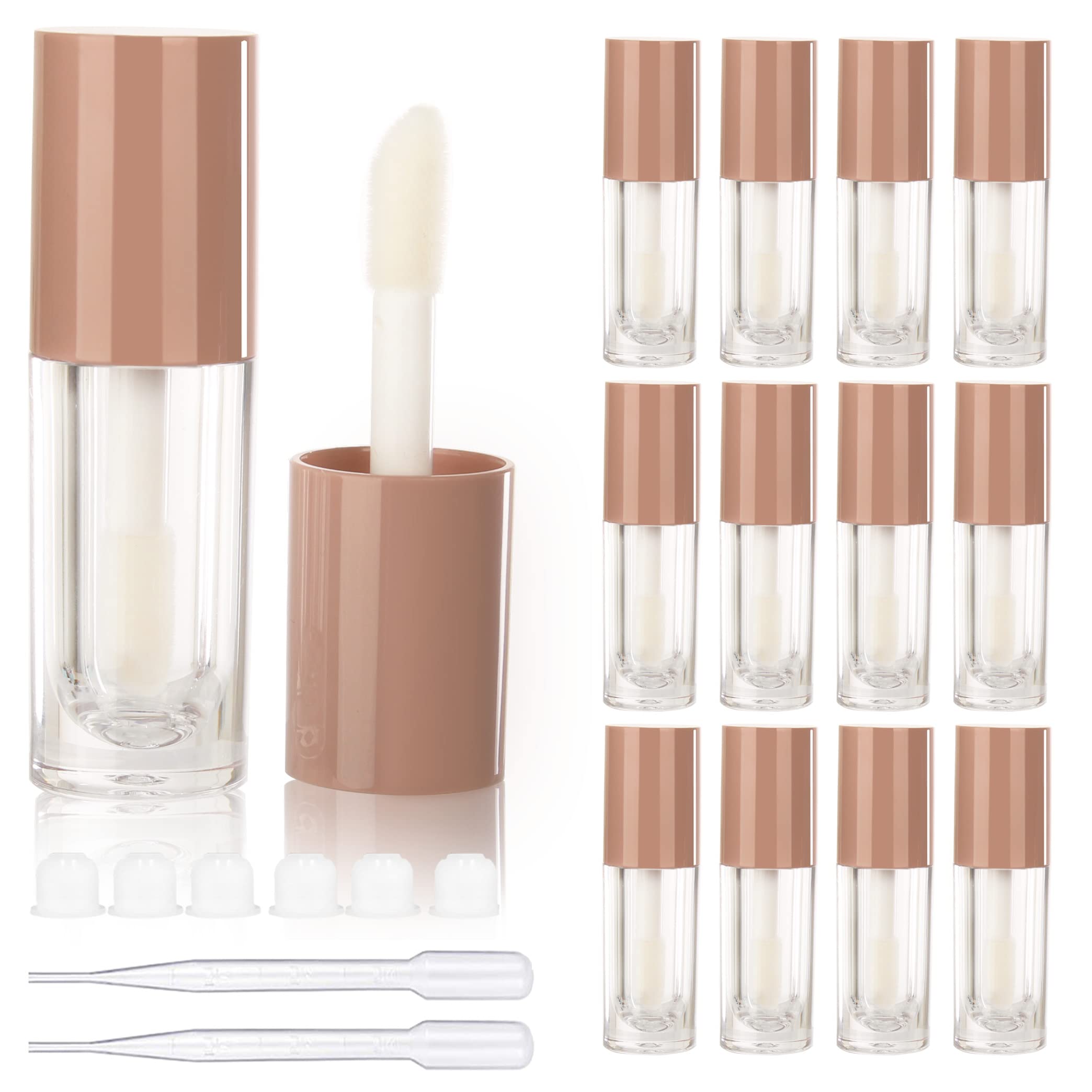 COSIDEA 14pcs Empty 6ml big brush lip gloss tubes for DIY lip gloss,Nude lipgloss containers, Nude — image 1