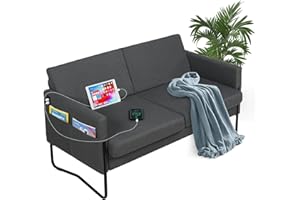 STHOUYN 51” Small Sofa Couches for Small Spaces with 2 USB, Comfy Modern Grey Couch, 2 Seat Couch Loveseat Sofa for Living Room Bedroom, Office Apartment Couch (Dark Grey)