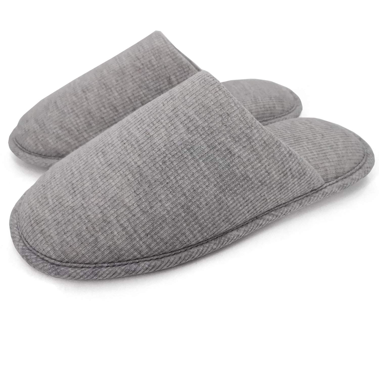 Ofoot Men's Cozy Thread Cloth Organic Cotton House Slippers, Washable Flat indoor/outdoor slip on shoes, Grey, 5-6 UK