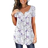 Ulovmi Plus Size Womens Tunic Tops To Wear With Leggings Summer Short Sleeve