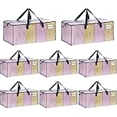 VENO 8 Pack Heavy Duty Moving Bags, Christmas Storage Bins with Lids, Clear Design, Alternative to Moving Boxes, Storage Bags for Clothes, Blankets, Comforters, Pillows, Camping (Clear, 8 Pack)