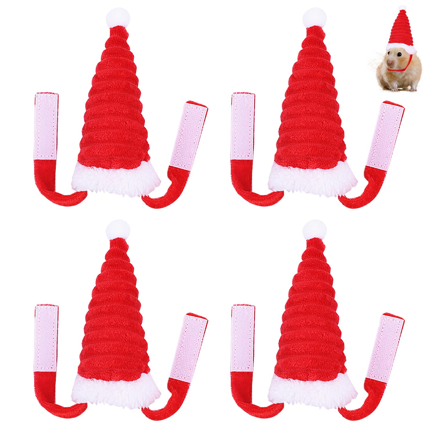 Nereds 4pcs Hamster Christmas Hat Small Pet Christmas Hat Warm Winter Santa Hat for Hamster Rabbit Guinea Pig