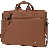 MOSISO 360 Protective Laptop Bag 15.6 inch, Computer Bag Compatible with MacBook Air 15 inch/Pro 16 inch, 15-16 inch HP,Dell,Lenovo,Notebook, Laptop Carrying Case with Strap&Handle&Belt, Caramel Brown