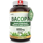 Herba Bacopa Monnieri Supplement – 120 Capsules | 6,000mg Equivalent | Nootropic Brain Supplement for Memory | 20:1 Extract f