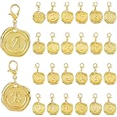 SUPERFINDINGS 52Pcs 26 Styles Letter Charms Clip On Charm Zipper Pulls Charms Alloy A to Z Alphabet Charm with Lobster Clasp Letter Golden Decorations for Keychain Purse Backpack Ornament
