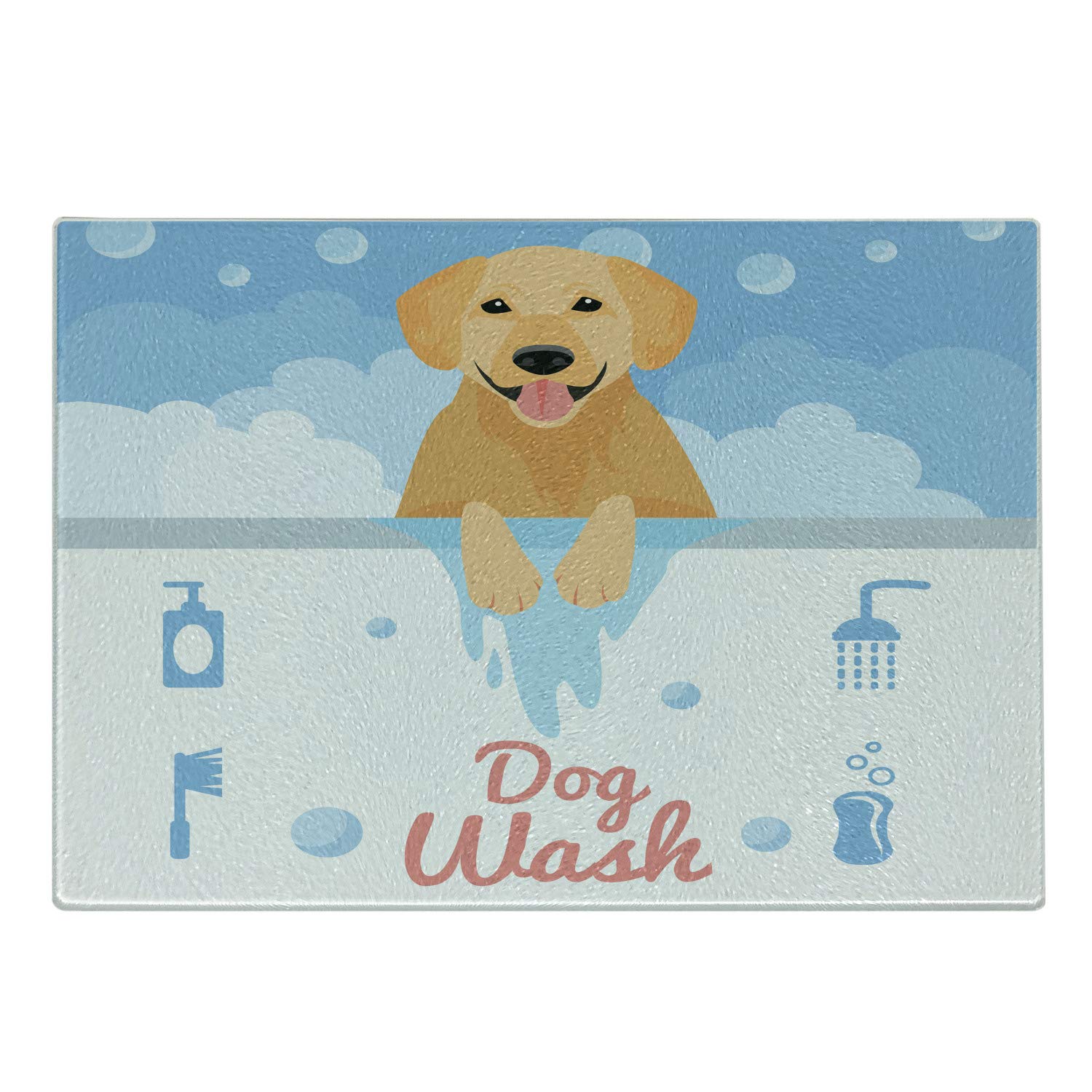 Ambesonne Landscape Cutting Board, Florida Keys Old Bridge Sunset at Bahia Honda Park USA Cloudscape Picture Print, Decorative Tempered Glass Cutting and Serving Board, Large Size, Orange Blue