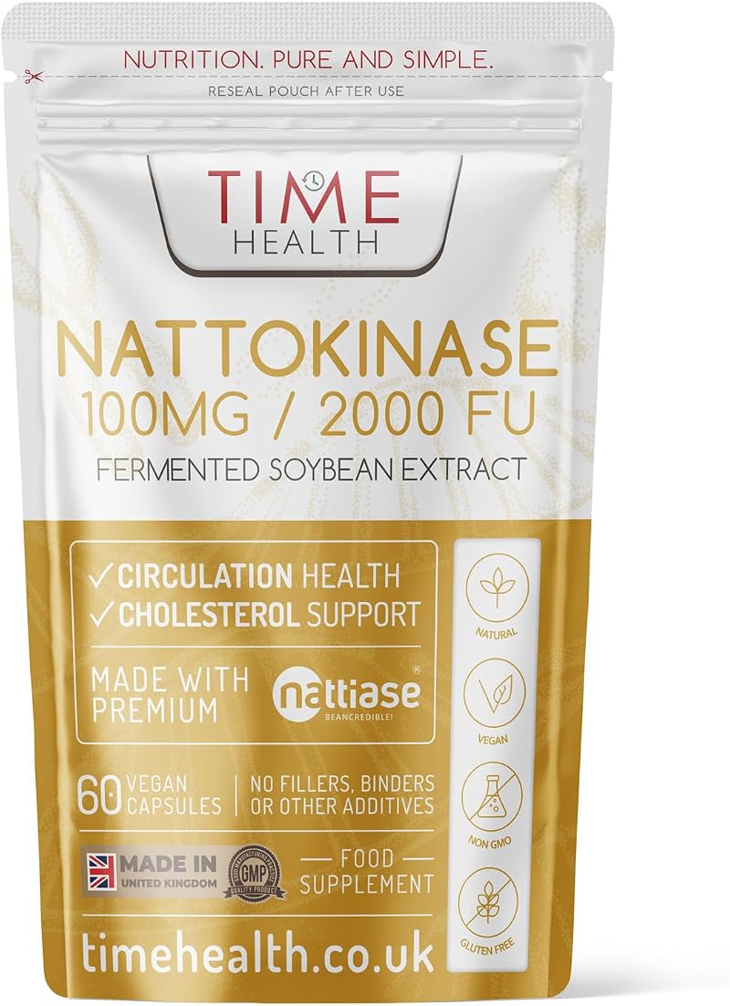 Time Health Nattiase Nattokinase 60 Capsules 2000 FU 100 mg UK GMP