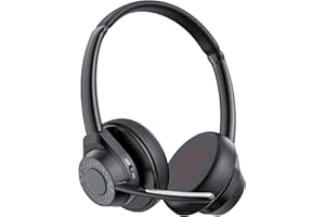 CPTEA Bluetooth Headset, 2024 Wireless Bluetooth V5.4 Headphones with Microphone, Noise Canceling Multipoint Connect Wireless Headset with Mic for Work/Mobile/Laptop Computer/Call Center/Zoom/Ms Teams