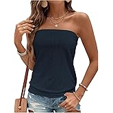 SOLY HUX Women's Strapless Bandeau Tank Top Casual Summer Sleeveless Eyelet Tube Tops