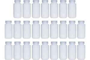 LUERFLEX 250ML 8OZ Nature Wide Mouth HDPE Plastic Reagent Bottles with Caps Pack of 25