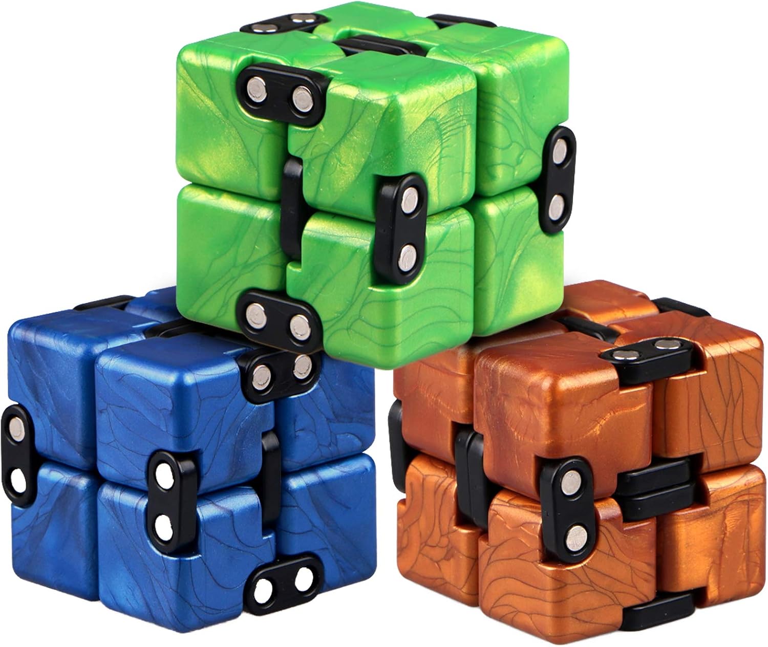 MitasQ 3 Pack Infinity Cube Fidget Toys, Mini Fidget Cubes Sensory Toy