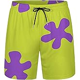NLRESAX Funny Men's Board Shorts, Quick Dry Green Swim Trunks with Pocket and Mesh Lining Beach Shorts Bathing Suits