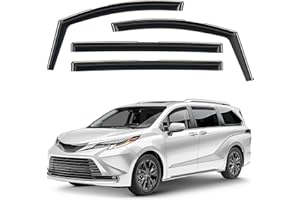 GrandWheel Co Smoke Tinted in-Channel Side Window Vent Visor Deflectors Rain Guards Compatible with Toyota Sienna 2021-2025 - 4pcs. GW0254