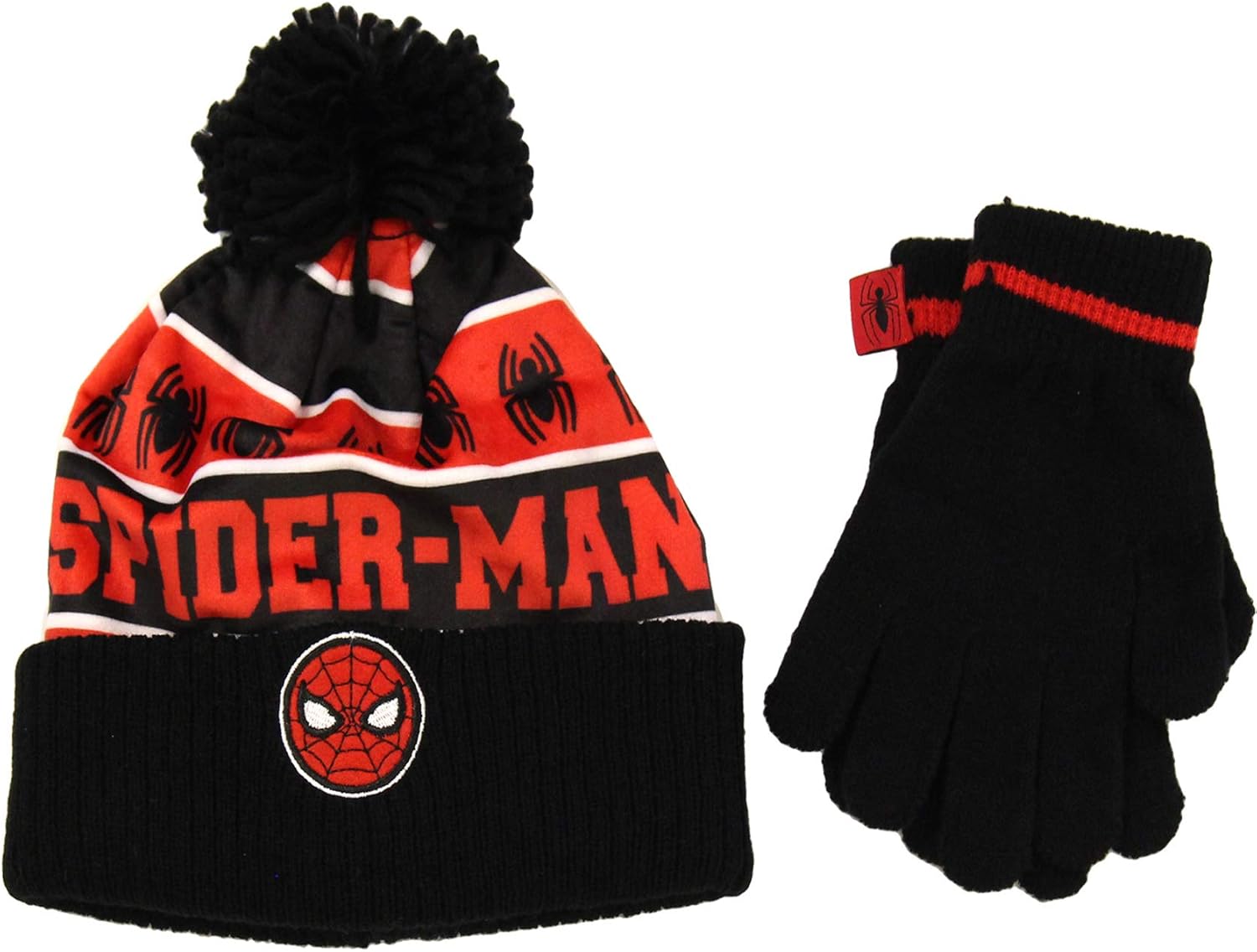 Official Licensed Boys Marvel Spiderman Winter Hat Gloves Set Age 48