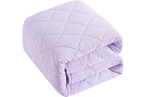 BEDSUM 100% Brushed Microfiber Down Alternative Toddler Comforter, Ultra Soft Lightweight and Warm Breathable Crib Quilted Blanket for Nursery Stroller Bed, 39x47 Inches, Light Purple