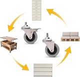 Emuca Pack of 4 Grey Furniture Castors 50mm with 2 Brakes M8x15 bolt view 6