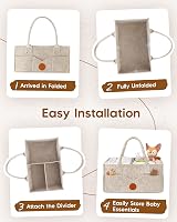 Maliton Nappy Caddy Newborn Essentials Diaper Organizer Khaki 15.3x9.3x7 in view 9