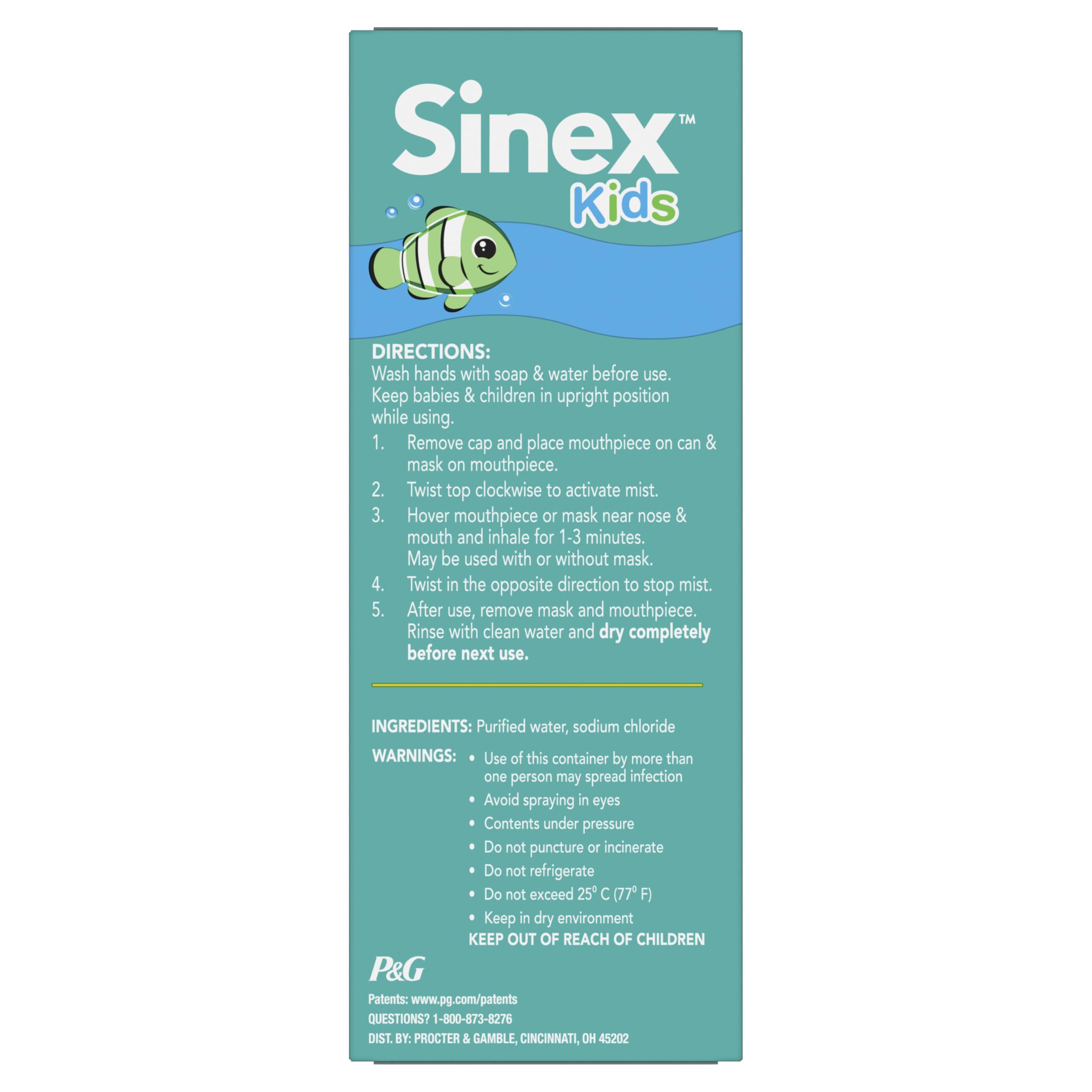 Vicks Sinex Kids Saline Easy Mist, Drug Free Saline, Ages 1 Month+, Gently Clears and Soothes Everyday Stuffy Noses, Safe for Daily Use, 1.7 OZ