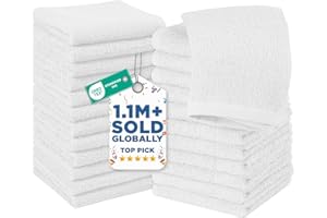 DAN RIVER 24 Pack Wash Cloths for Showering [12x12] - 100% Cotton Washcloths Premium Quality Flannel Face Cloths for Bathroom, Highly Absorbent and Soft Feel Wash Clothes, White