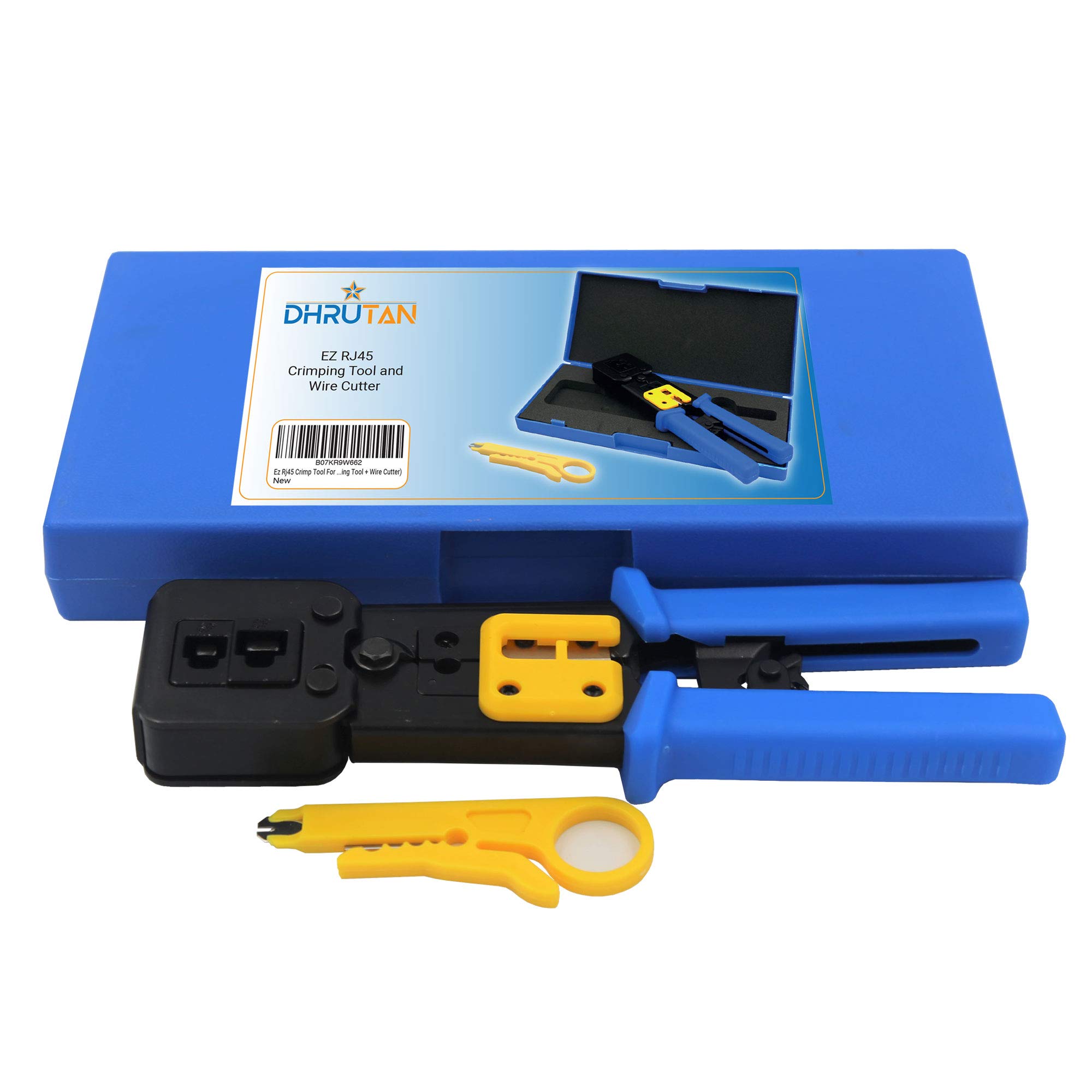 Sattie Ez Rj45 Crimp Tool for Cat 5 / Cat 6 | Transparent Ratchet Ethernet Cable Crimping Tool with Wire Cutter