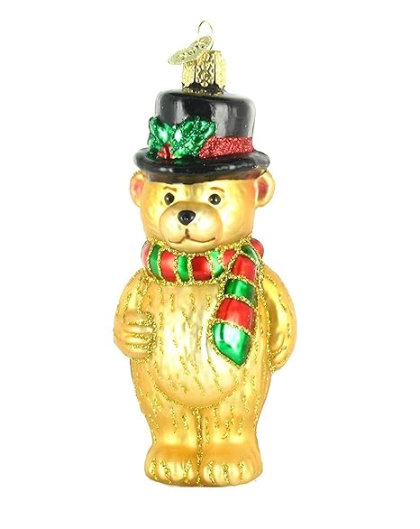 Amazon Com Old World Christmas Top Hat Teddy Bear Glass Blown