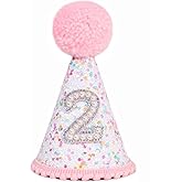 BASCT Pink 2nd Birthday Hat - Colorful Dots, Two Sweet Decor, Sprinkle Second Birthday