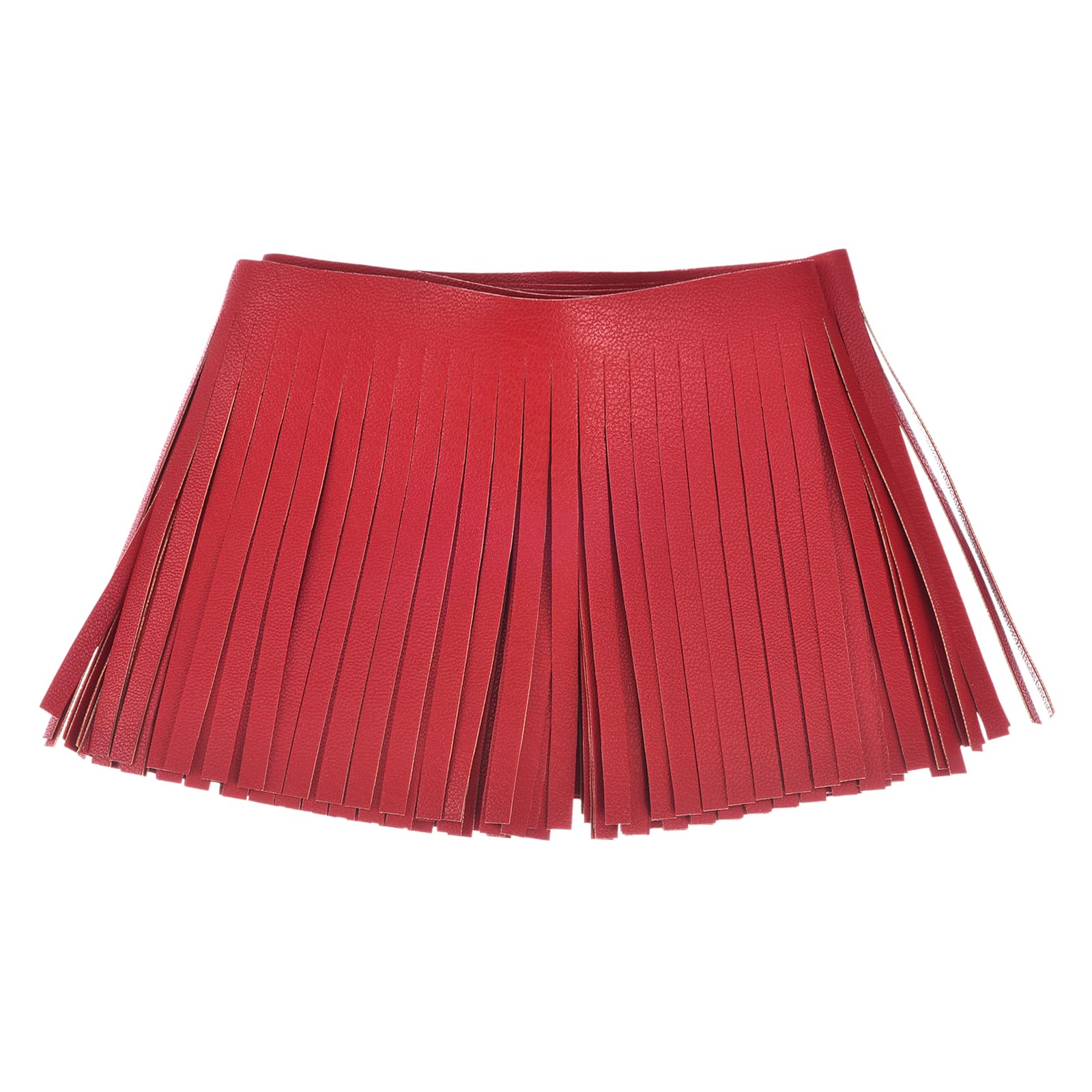 Photo 1 of uxcell 2 Yards 4 Inch PU Faux Leather Fringe Trim Double Side Leather Sewing Tassel Fringe for DIY Sewing Dress Crafts Skirt Decoration, Red