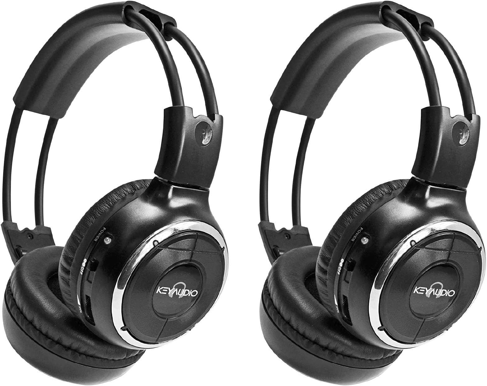 RP Accessories IR-2008B Infrared Wireless Headphones, 2-Channel Folding Universal Rear Entertainment System IR Headphone for Car TV and DVD Player Audio, Set of 2