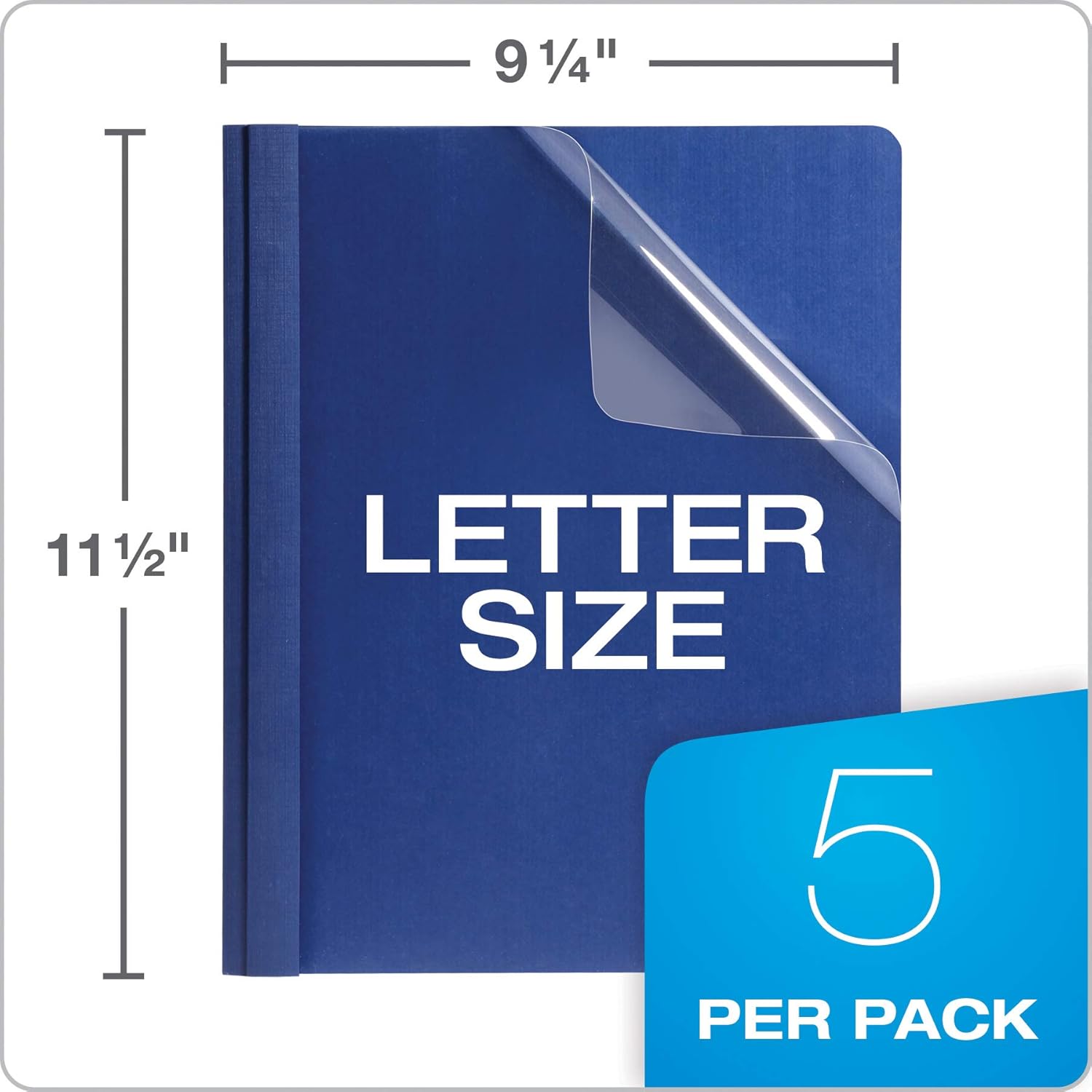 Oxford Linen Clear Front Report Cover, Navy, Letter Size, 5 per Pack, (50443) : Business Report Covers : Office Products