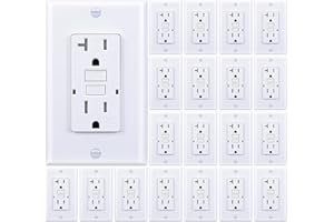 3GRACE 20 Amp GFCI Outlet, Tamper-Resistant, Weather Resistant Receptacle Indoor or Outdoor Use, LED Indicator with Decor Wall Plates and Screws，UL Listed, White (White, 20 Pack)