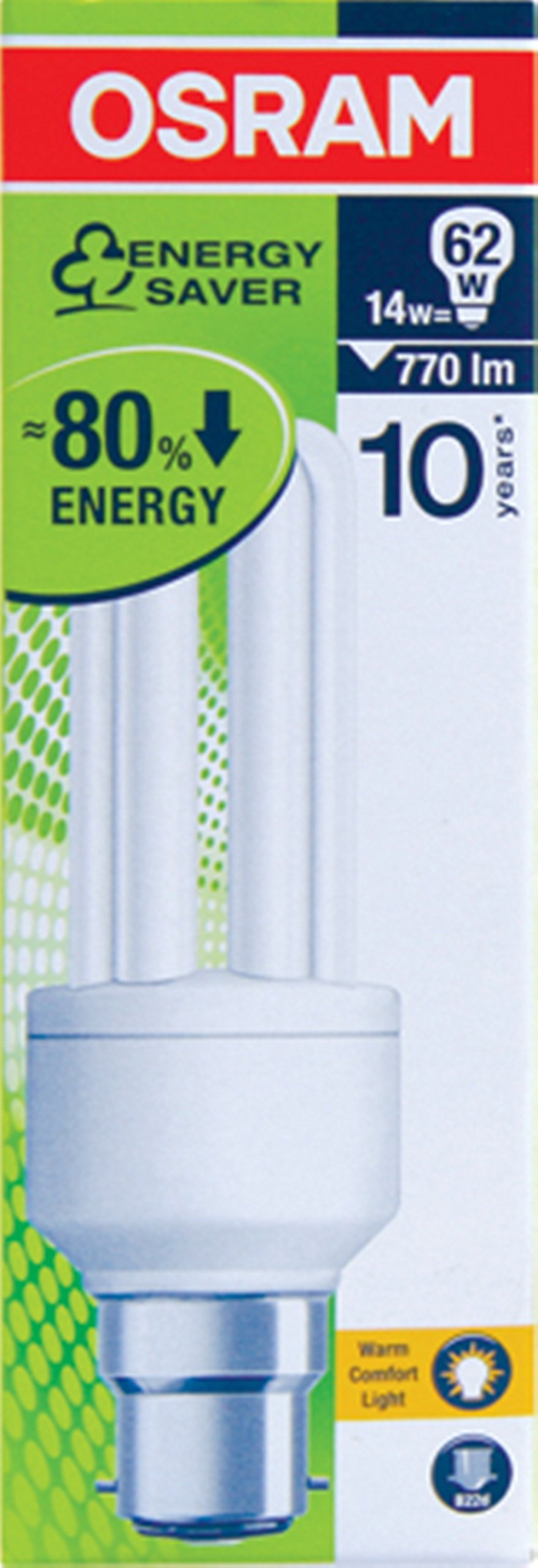 Osram B22d 14 Watt Compact Fluorescent Light Dulux Star Stick CFL Energy Saving Bulb