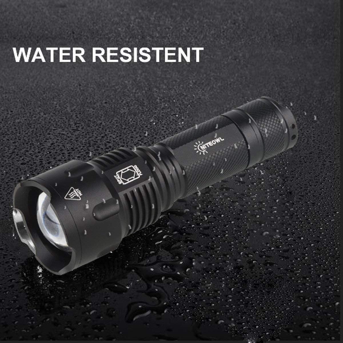 NiteOwl Super Bright Tactical LED AAA Flashlight, Handheld, Water Resistant, Zoomable, 5 Modes, High Lumens, Perfect for Camping, Hunting, Any Outdoor Use (AAA Batteries Included) - - 