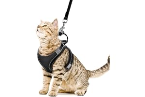 AMIR Cat Harness and Leash for Walking, Breathable Cat Leash Escape Proof, Adjustable Vest Harnesses for Small Medium Cats an