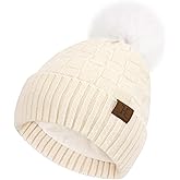 Women Winter Beanie Hats Knit Plaid Pompom Beanies Slouchy Fleece Lined Womens Hat Skull Cap Cold Weather Gifts for Women