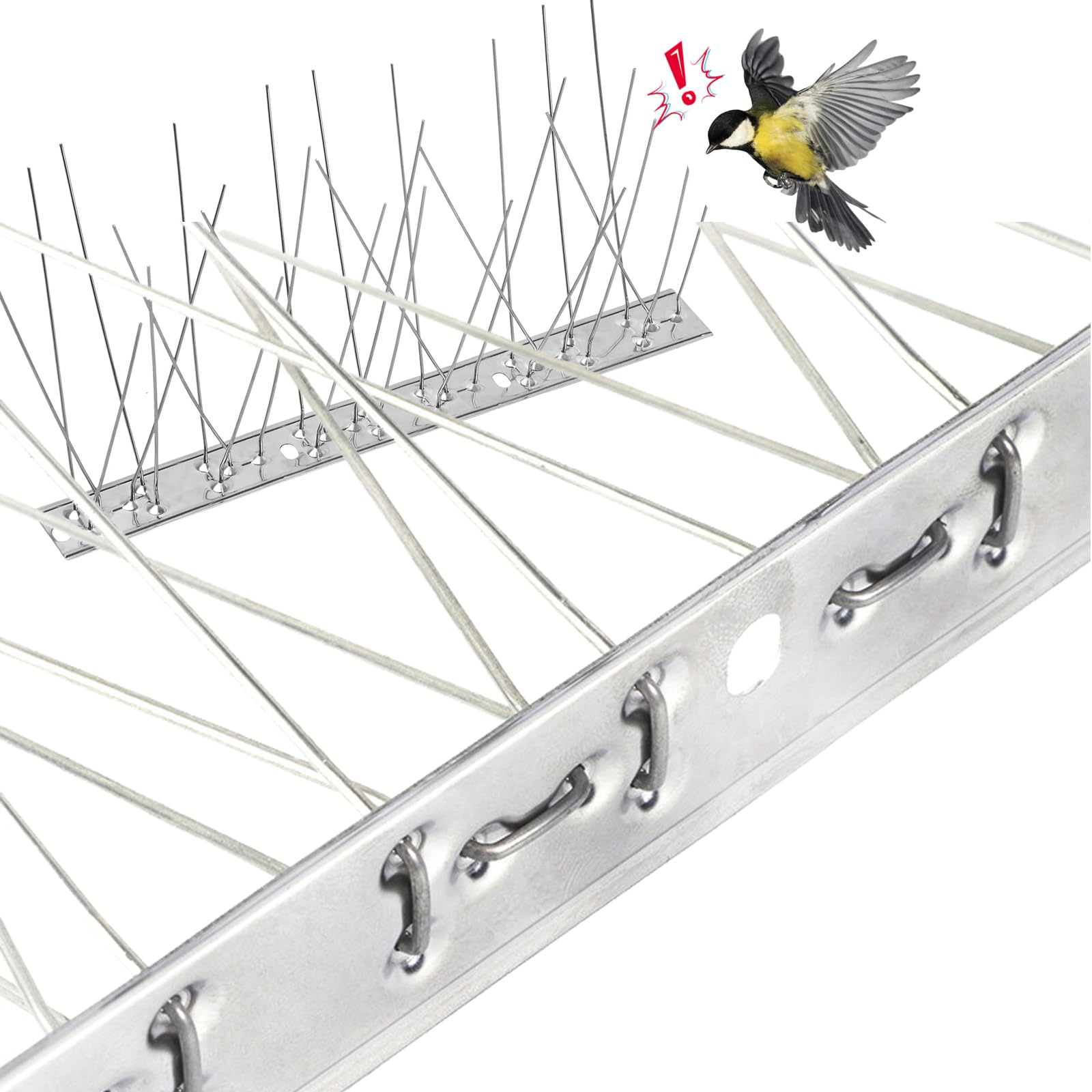 Ieron 4Pcs Pigeon Repellent Spikes, 25cm Stainless Steel Bird Spikes for Fence Wall Spikes, Garden Safety, Anti-Climbing, Balcony Roofs and Windows Bird Guard