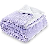 SOCHOW Waffle Sherpa Fleece Throw Blanket, Super Soft Fuzzy Warm, Lightweight Fluffy Reversible Plush Blanket for Bed Sofa Couch, 60 x 80 Inches Lilac