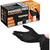 Grevo Disposable 5 & 8 Mil Black Nitrile Gloves - Heavy Duty Latex & Powder-Free – Textured, Chemical-Resistant