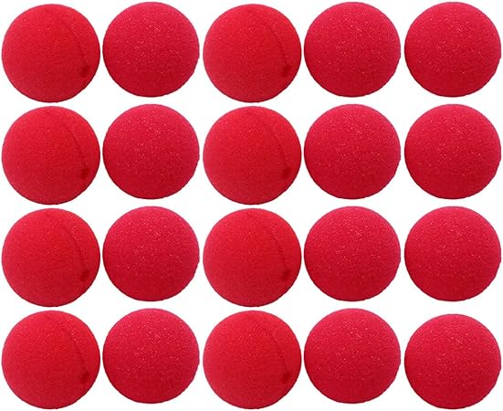 Amazon Tomaibaby 20ピースピエロ鼻赤いスポンジ鼻サーカスコスプレ鼻面白いトナカイ鼻サーカス衣装パーティー用品50ミリメートル ランダムカラー ジョーク どっきり おもちゃ