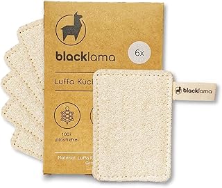 Designed in HAMBURG - [6x] Luffa Geschirrschwamm inkl. Baumwollschlaufe, Natur Küchenschwamm, Loofah Spülschwamm, Zero Waste Küche, biologisch abbaubarer Scheuerschwamm