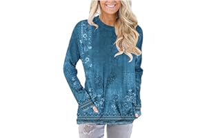 Ceboyel Womens Floral Print Sweatshirt Crewneck Long Sleeve Shirts Blouse Loose Fit Pullover Tops Retro Boho Fall Clothes