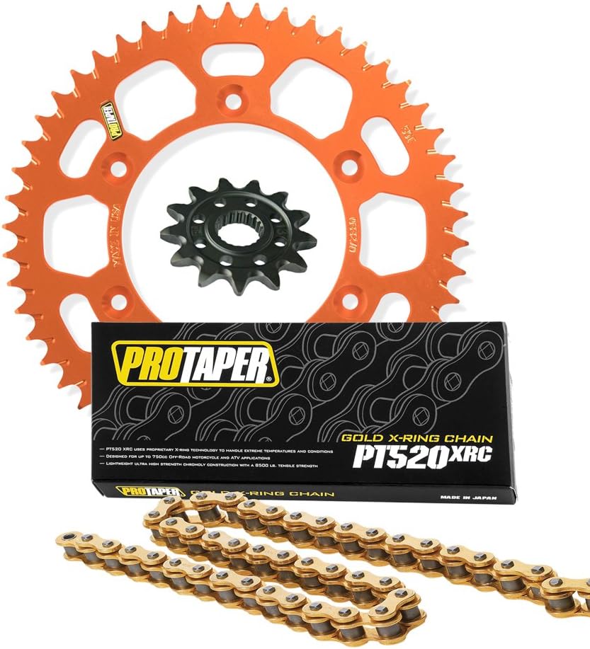 Pro Taper Front & Rear Sprockets & PT520XRC X-Ring Chain Kit - 14/49 ORANGE - compatible with KTM 125-500 EXC/MXC/SX/SXF/XC/XCF/XCW
