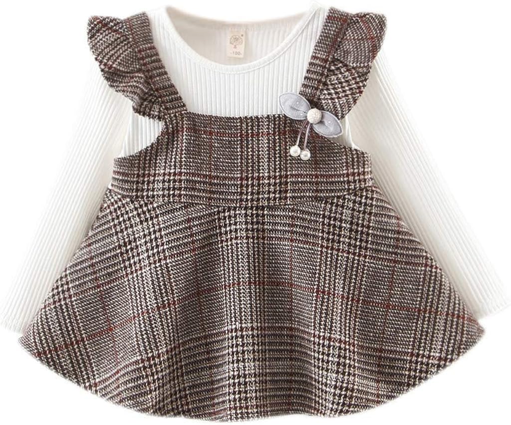 FYBITBO Vestito Natale Neonata - Set Pagliaccetto E Gonna Con Fascia E Calzini