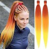 Ombré-Flechthaarverlängerungen – 61 Cm, 3 Packungen, Grün-Gelb, Für Box Braids