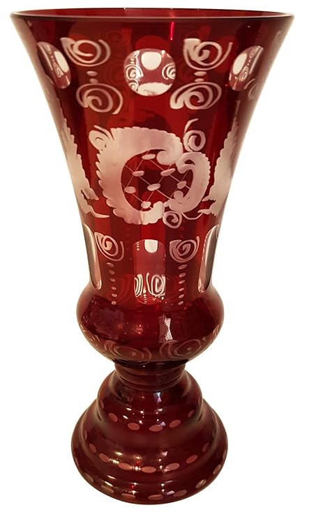 Oberstdorfer Glashutte Vase Antique Glass Hand Cut Bohemian Glass