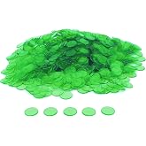GSE Green Bingo Chips, 1000 Pieces 3/4-Inch Transparent Counting Chips | Reusable High-Contrast Plastic Chip Counters for Parties, Bingo Games, Bingo Halls, Game Nights &amp; Educational Activities